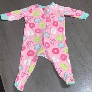 Pink Donut Print Baby Onesie